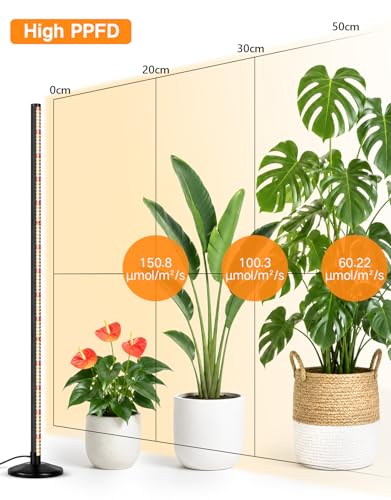 OUTON Standing Grow Lights for Indoor Plants, 36W Full Spectrum Plant Light - size: 5.25FT
