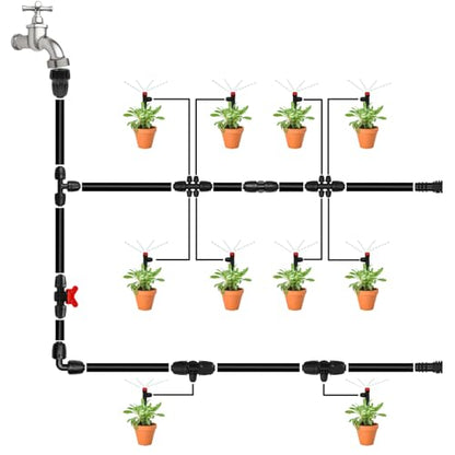 1/2 Inch To 1/4 Drip Irrigation Fittings - 8 Pack Drip Line Irrigation 1/2'' to 1/4'' Barbed Tee Adapter Anti-Drop Lock Nut Barbed Reducer 4 Way Connectors for Drip Irrigation System - size: 1/2" 4 Way Tee