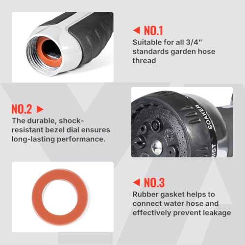 YAMATIC Heavy Duty Garden Hose Nozzle, 8 Adjustable Spray Patterns, 1PCS - style: Thumb Control-8 Spray Patterns