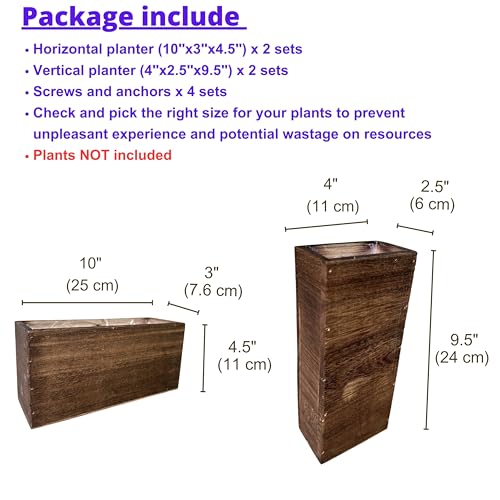 LaLaGreen Wooden Wall Planters (4 Pack) Hanging Wood Planter Box for Plants - size: 4-pc Set