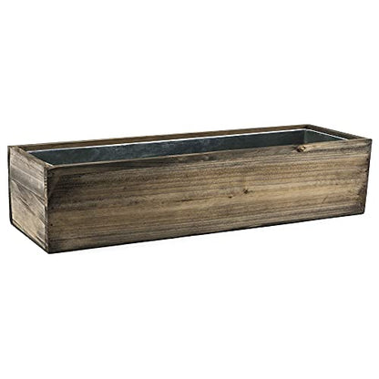 CYS EXCEL Rectangular Planter Box with Removable Zinc Metal Liner (H:8" Open:32"x8") | Multiple Size Choices Wood Rectangular Planter | Indoor Decorative Window Box