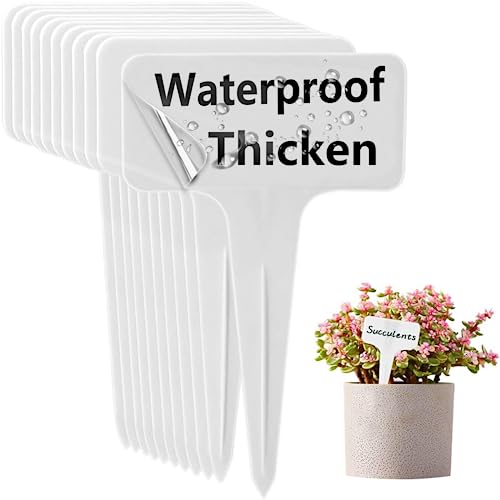 DaTpuik 30 Pcs Waterproof Wihte Durable Plastic Plant Outdoor Garden Labels Nursery Markers T-Type Thick Tags Re-Usable for Vegetables Seedlings - color: Whitex30pcs, size: 4 inch