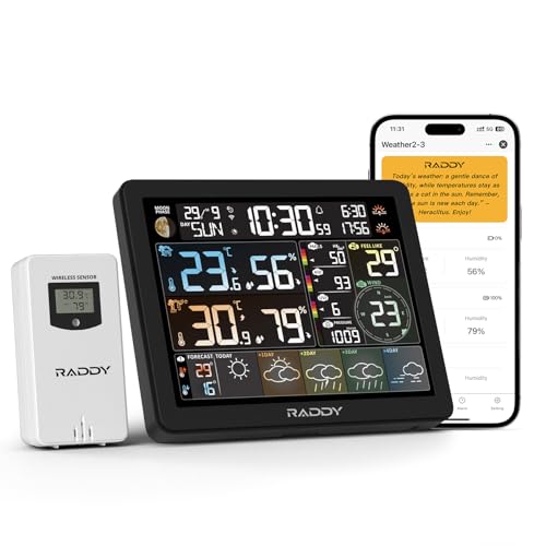 Raddy N80 WiFi Weather Station with App, 8 Inch Display Console