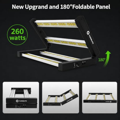FARMLITE 260W LED Grow Lights for Indoor Plants Full Spectrum Growing Bar - size: 260watts