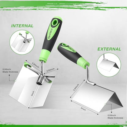 Reniteco 2PCS Drywall Corner Trowel Set – Inside/Outside, Stainless Steel