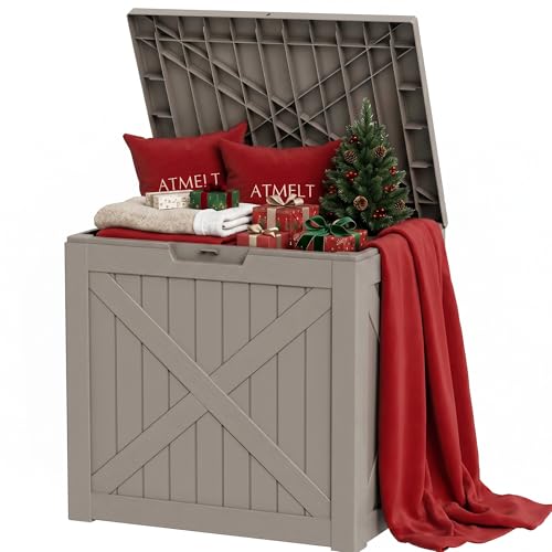 35 Gallon Waterproof Deck Box Bench, Outdoor Lock Toy Storage Bins