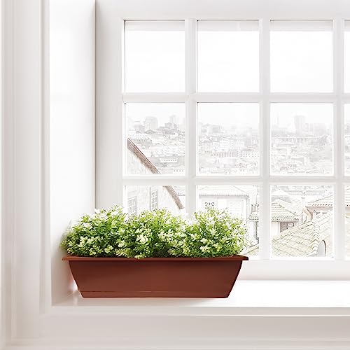 QPEY Window Box Planter, 10PC 17In Red Plastic Flower Box for Outdoor - color: Red