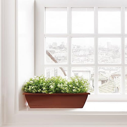QPEY Window Box Planter, 10PC 17In Red Plastic Flower Box for Outdoor - color: Red