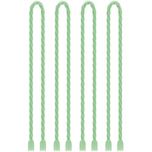 4Pcs 18-inch Silicone Cable Ties Reusable Steel-Core Silicone Twist Cable Tie Straps for Bundling and Organizing Colorful Bendable Holder Strap for Indoor and Out All Purpose, Green - color: Green, size: 18 Inch
