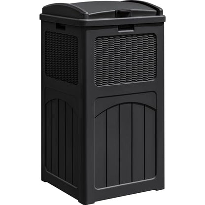 Greesum 33 Package Delivery Box for Outside, Waterproof Resin Garbage Bin with Lid for Hideaway, Deck, Patio, Black - color: Black, style: 1 Pack