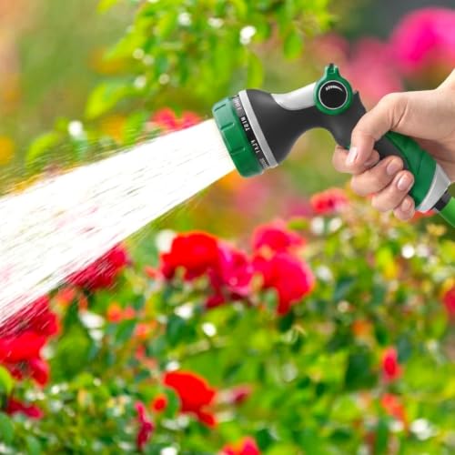 Garden Hose Nozzles,Hose Spray Nozzle with Adjustable 10 Watering Patterns - color: Green