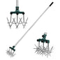 BARAYSTUS Rotary Cultivator Garden Rotary Tiller Adjustable Stainless Steel Poles Hand Tiller for Soil Mixing or Reseeding Grass Lawn Tiller Total Length 57 Inch - color: green