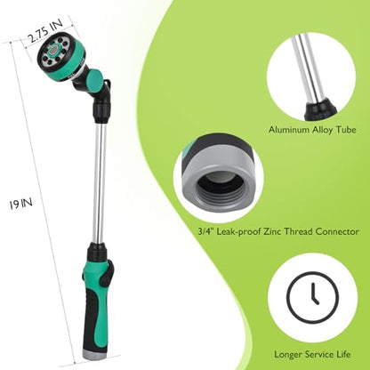 Yesker Metal Watering Wand for Garden Hose, 21 Inch, 10 Spray Patterns, Adjustable Water Sprayer with Pivoting Head, Garden Hose Nozzle with Thumb Flow Control, Ideal for Water Plant and Yard Washing - size: 21 Inch (Upgraded)