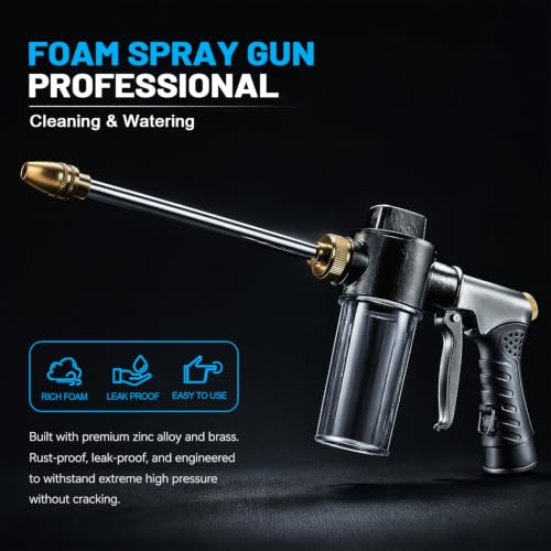Metal Hose Nozzle with Soap Dispenser,High Pressure Foam Sprayer - size: Long Nozzle