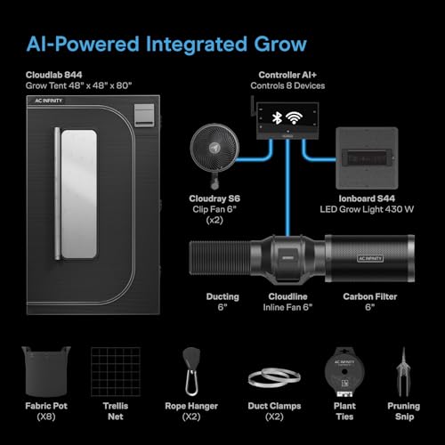 AC Infinity AI Grow System 4x4, 4-Plant Kit w/Self-Learning AI Controller - size: 48” x 48” x 80”