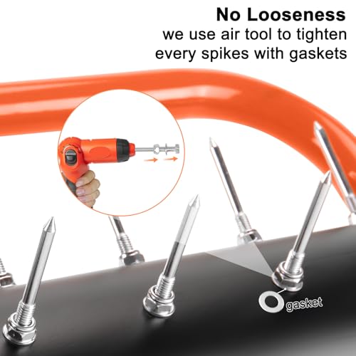 21" Rolling Lawn Aerator, 45 Preassembled Spikes, Only Needs 3-5 Minutes to Assemble, No Looseness, Good Package, 75" Long Handle with Quick Clip Connections, U-Shape Construction - Orange. - size: Orang