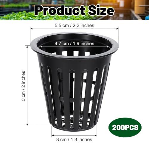 200PCS 2 inch Net Pots Hydroponics Cup Slotted Mesh Net Cup Planting Basket