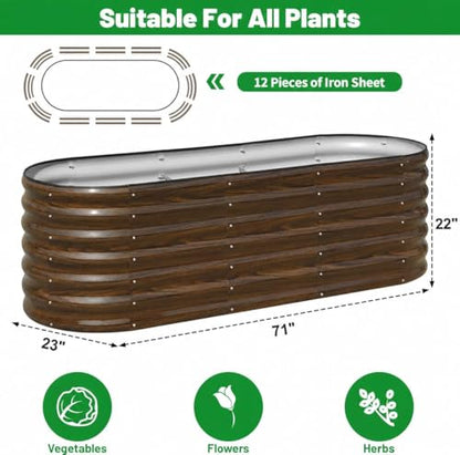 SnugNiture 2-Pack Galvanized Steel Raised Garden Bed Kit - 6x2x2 ft Metal Planter Boxes for Vegetables, Flowers, Herbs | Easy Assembly, Open Bottom Design, Brown - size: 6x2x2ft(2 Pack)
