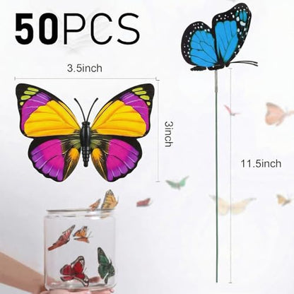 VGOODALL 50PCS Butterfly Garden Decorations, 11.5 Inch Plastic Butterfly - style: Multicolor