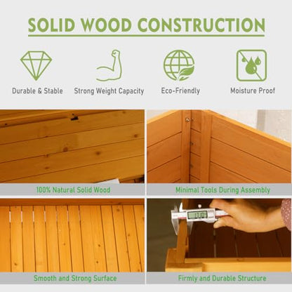 48x24x33 Raised Garden Bed with Wheels, Wood Elevated Planter Box, Natural