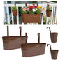4 Pack Mixed Size Metal Fence Planters Set with Detachable Hooks, Chocolate - color: Chocolate, size: Oval*2 + Round*2