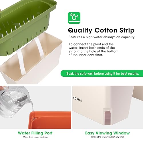 VIVOSUN Self-Watering Planters, 6-Pack 10.5 in Window Herb Planter Box - size: 6