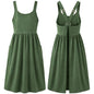 Cotton Linen Apron Cross Back Apron for Women with Pockets Pinafore Dress - color: Green