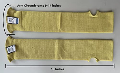 BSV Kevlar Arm Protection Sleeves with Thumb Hole - Cut, Scratch, Bite and Heat-Resistant - Unisex, 18", 1 Pair - color: Yellow