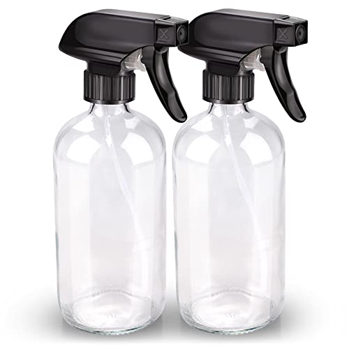 Bontip Glass Spray Bottle 16 oz for Cleaning, Plants (2 Pack, Transparent) - color: Clear, size: 16 Ounces