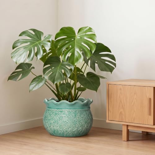 Ceramic Planter 12 Inch, Ceramic Plant Pot, Crack Lake Green - color: Crack Lake Green, size: 12 Inch