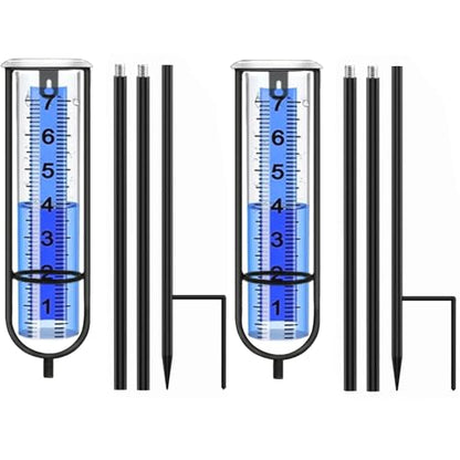 2 Pack Rain Gauge Outdoor, Three Adjustable Proof Metal Rod 19-38.8'' - color: black-2Pcs
