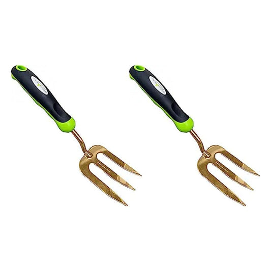 Garden Guru Titanium Hand Weeder Fork Tool – Rust Resistant – Ergonomic Handle – Great for Planting, Spreading Mulch, Weeding, Loosening & Transplanting Soil (2 Pack) - size: 2 Pack, style: Titanium