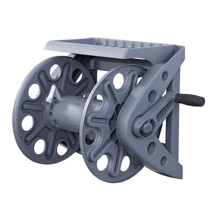 Liberty Garden Products Basics 512 Wall Mounted Hose Reel with Shelf Gray