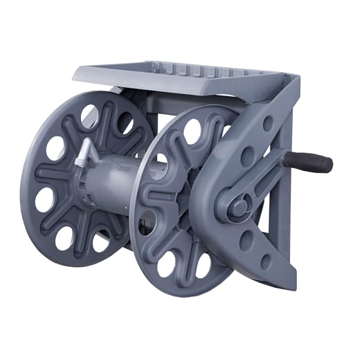 Liberty Garden Products Basics 512 Wall Mounted Hose Reel with Shelf Gray