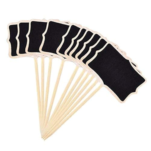 KINGLAKE 20 Pcs Wood Chalkboard Plant Tag, Wooden Stakes Plant Labels Blackboard Garden Tags