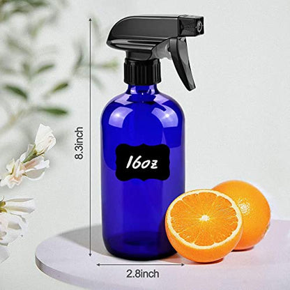 Glass Spray Bottles for Cleaning - 16 oz Refillable Spray Bottles for Hair - color: Blue