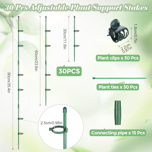 30 Pcs 12 in Adjustable Plant Sticks Green