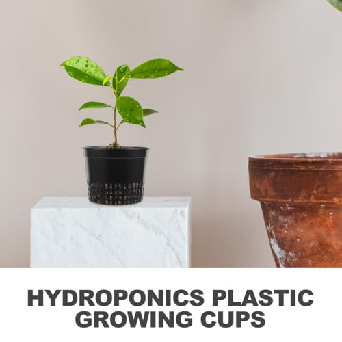 UPKOCH Hydroponic Net Pots, Black Plastic Growing Cups, 10 Pack
