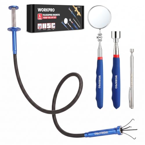 WORKPRO 4PC Telescoping Magnetic Pick Up Tool Kit, For Auto Repair
