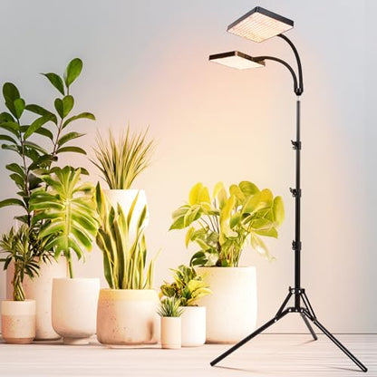 FRGROW 2026 2Head Grow Light with Stand for Indoor Large and Tall Plants - size: 2 Head-Stand