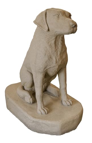 EMSCO Group Sitting Labrador Statue – Natural Sandstone Appearance – Made of Resin – Lightweight – 31” Height - color: Sandstone, style: Sitting Labrador