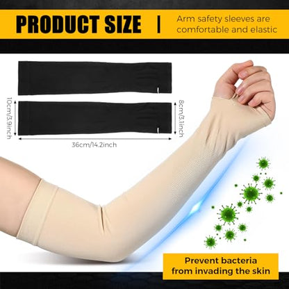 Janmercy 4 Pairs Protective Arm Sleeves for Thin Skin,Nude, Black - color: Nude, Black