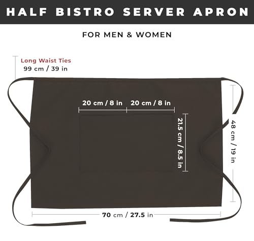 Chef Works Unisex Half Bistro Server Apron - color: Espresso, 1 Pack