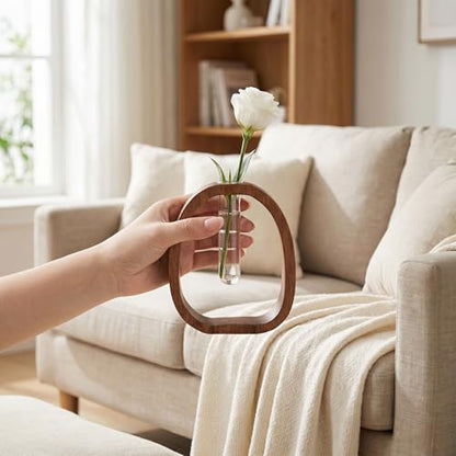 Wooden Frame Glass Test Tube Vase,Hydroponic Propagation Station