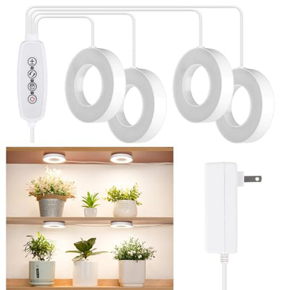 LORDEM Grow Light for Indoor Plants, 192 LEDs Ceiling Full Spectrum Plant Light, Quad Head Plant Lamp with 3/6/12H Auto Timer, 6 Brightness Levels, Individual Bulb Control, Corded - size: 3.54in-4 Head