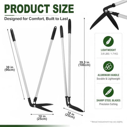 Chumia Long Handle Grass Shears for Lawn Landscaping, 38 Inch