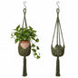Boho Macrame Plant Hanger with Hooks, Rope Hanging Baskets for Plants - color: Green 2pack Pots Not Included