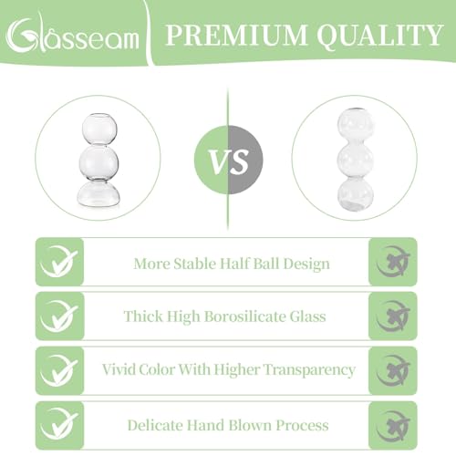 Glasseam Glass Bubble Vase, Clear Ball Bud Vases for Single Stem Flowers - color: Clear, size: Single Vase (3 Balls)