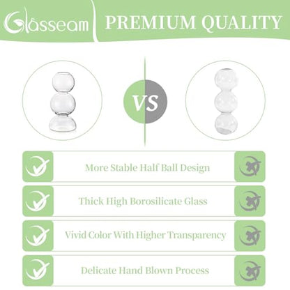 Glasseam Glass Bubble Vase, Clear Ball Bud Vases for Single Stem Flowers - color: Clear, size: Single Vase (3 Balls)