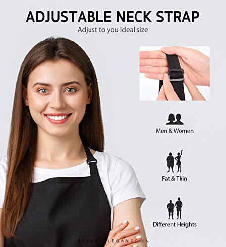 Syntus Apron for Men Women, Adjustable Cooking Kitchen Apron with 2 Pockets - color: Basic Black, style: 2 Polyester